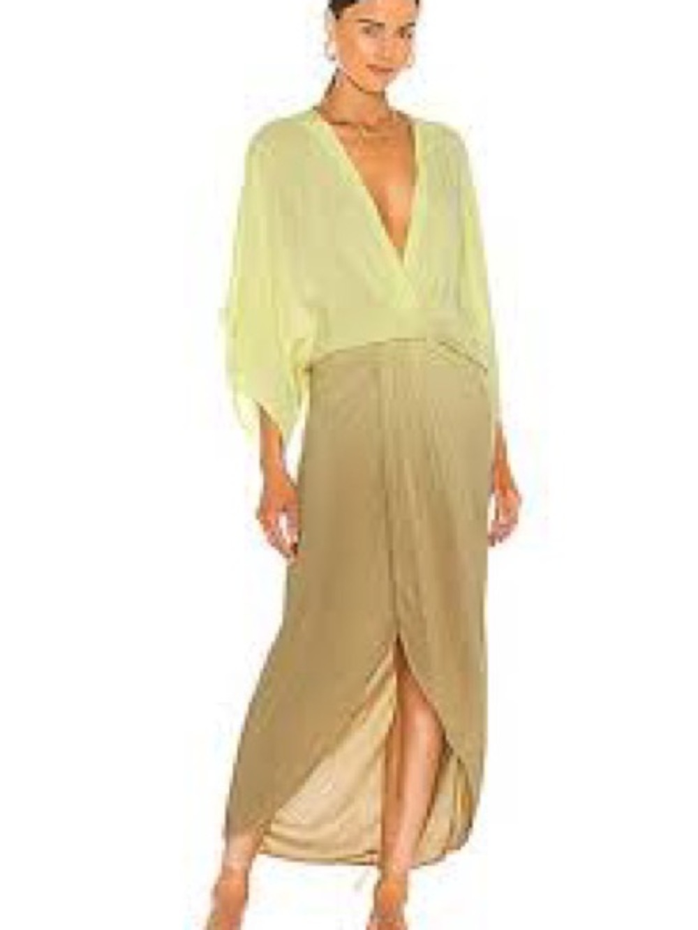 Young Fabulous & Broke Light Green Top with Tan Maxi Skirt